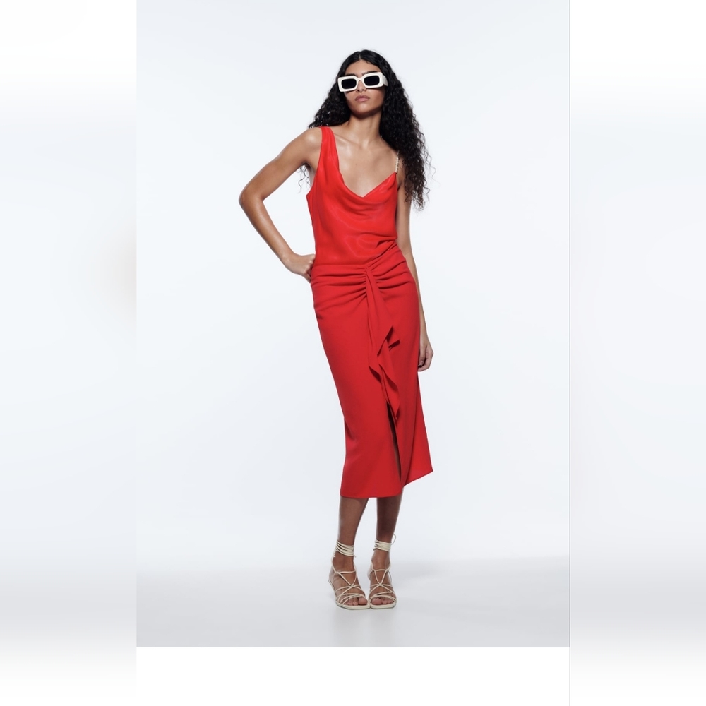 ZARA Ruffled Midi Skirt